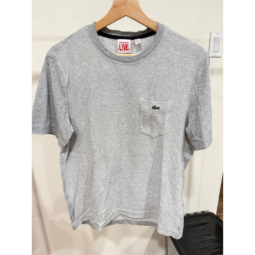 LACOSTE L!VE men’s short sleeve T shirt light grey size M